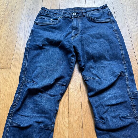 Kuhl Mens 34x32 Blue Indigo Dye Dark Wash Denim Rugged Tapered Leg Rydr Jeans - Picture 4 of 16